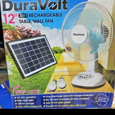 12 inch 3 in 1 rechargeable table wall fan