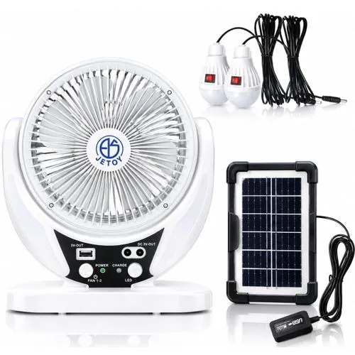 JETOY 12-Inch 3-in-1 Solar Rechargeable Box Fan Set